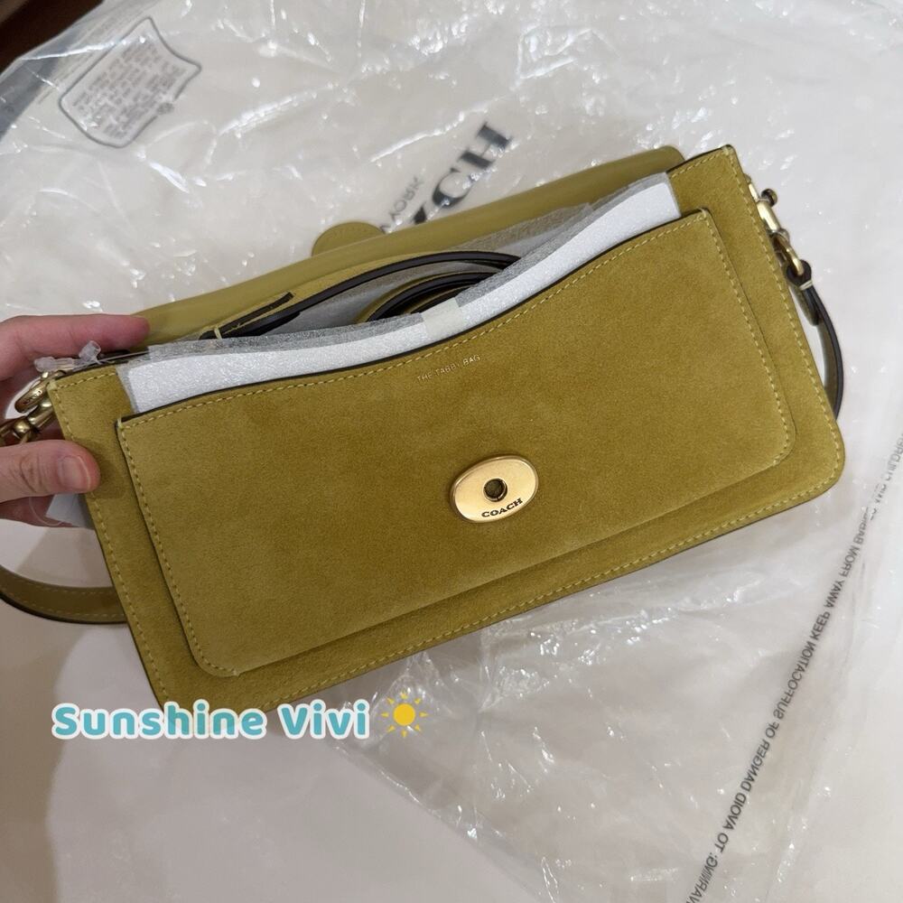 NWT Coach Suede Tabby Shoulder Bag 26 CEN52 Brass/Light Citron - Picture 6 of 13